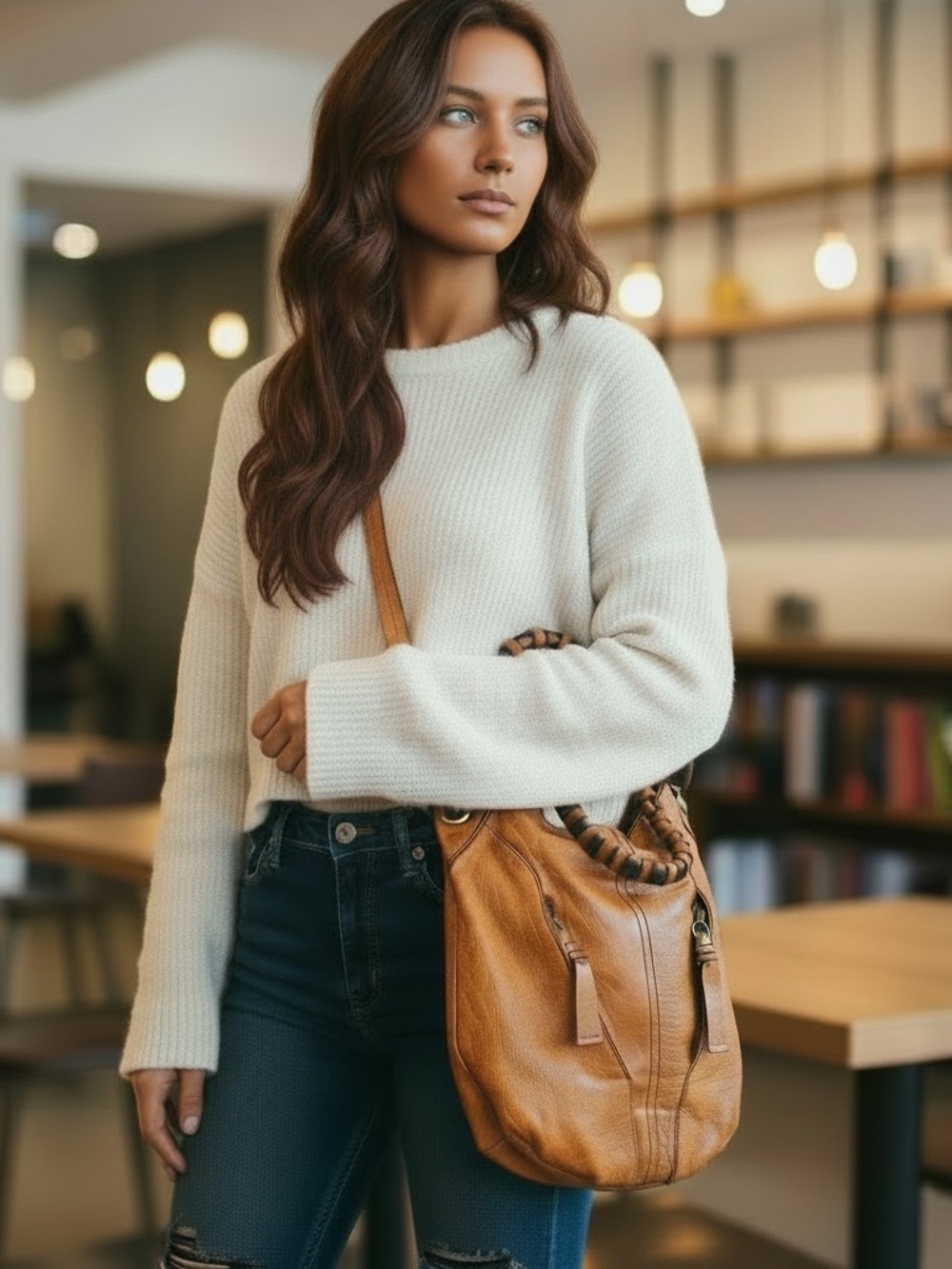 OrYANY Classic Soft Leather Hobo Bag - Caramel Tan, brass accents